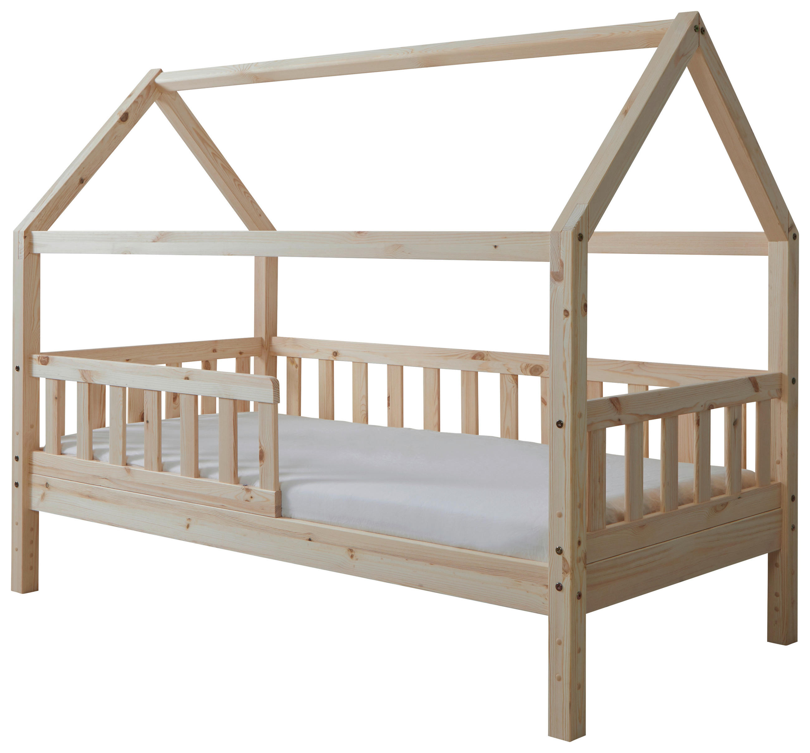 HAUSBETT Absturzsicherung, Matratze, Rollrost 80/160 cm  in Naturfarben  - Naturfarben, MODERN, Holz/Textil (80/160cm) - MID.YOU