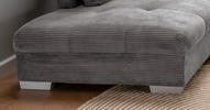 ECKSOFA Grau Cord  - Silberfarben/Grau, Design, Holz/Textil (202/298cm) - MID.YOU