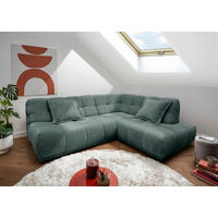 ECKSOFA ITALIA Türkis Chenille  - Türkis/Schwarz, MODERN, Kunststoff/Textil (254/203cm) - Livetastic