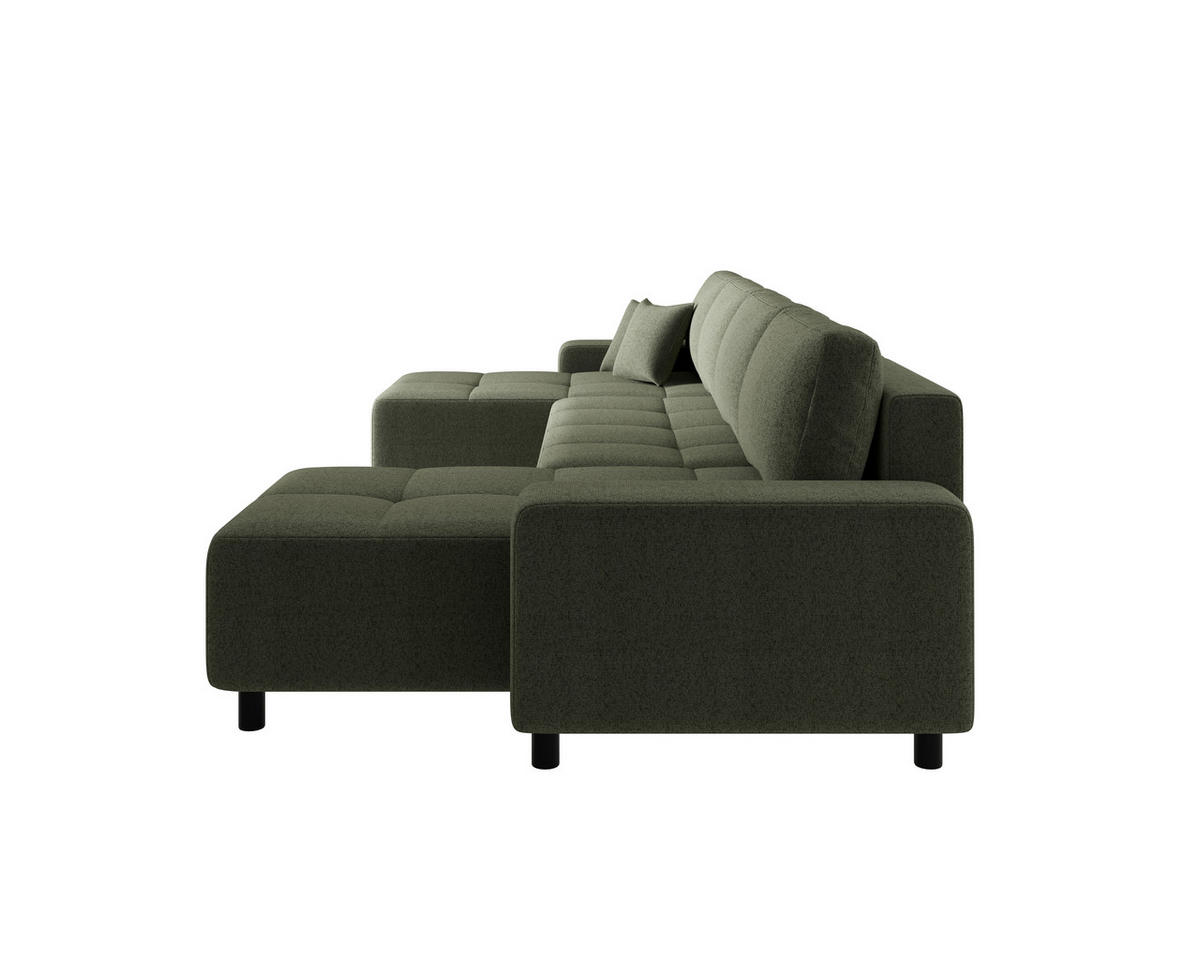 WOHNLANDSCHAFT Olivgrün Jacquard  - Schwarz/Olivgrün, MODERN, Kunststoff/Textil (144/318/144cm) - Carryhome