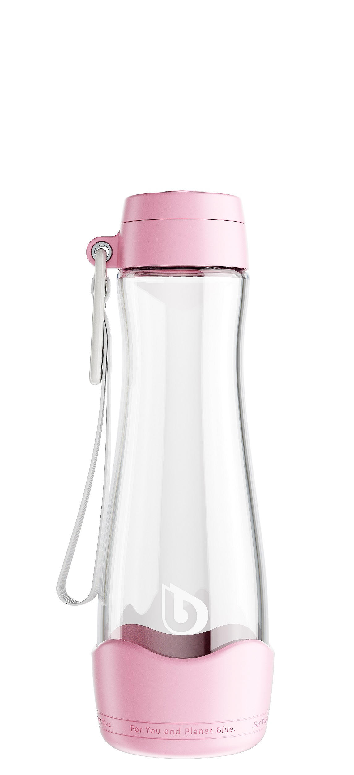 TRINKFLASCHE 0,55 L  - Pink/Transparent, Basics, Glas/Kunststoff (7,3/23,84cm) - BWT