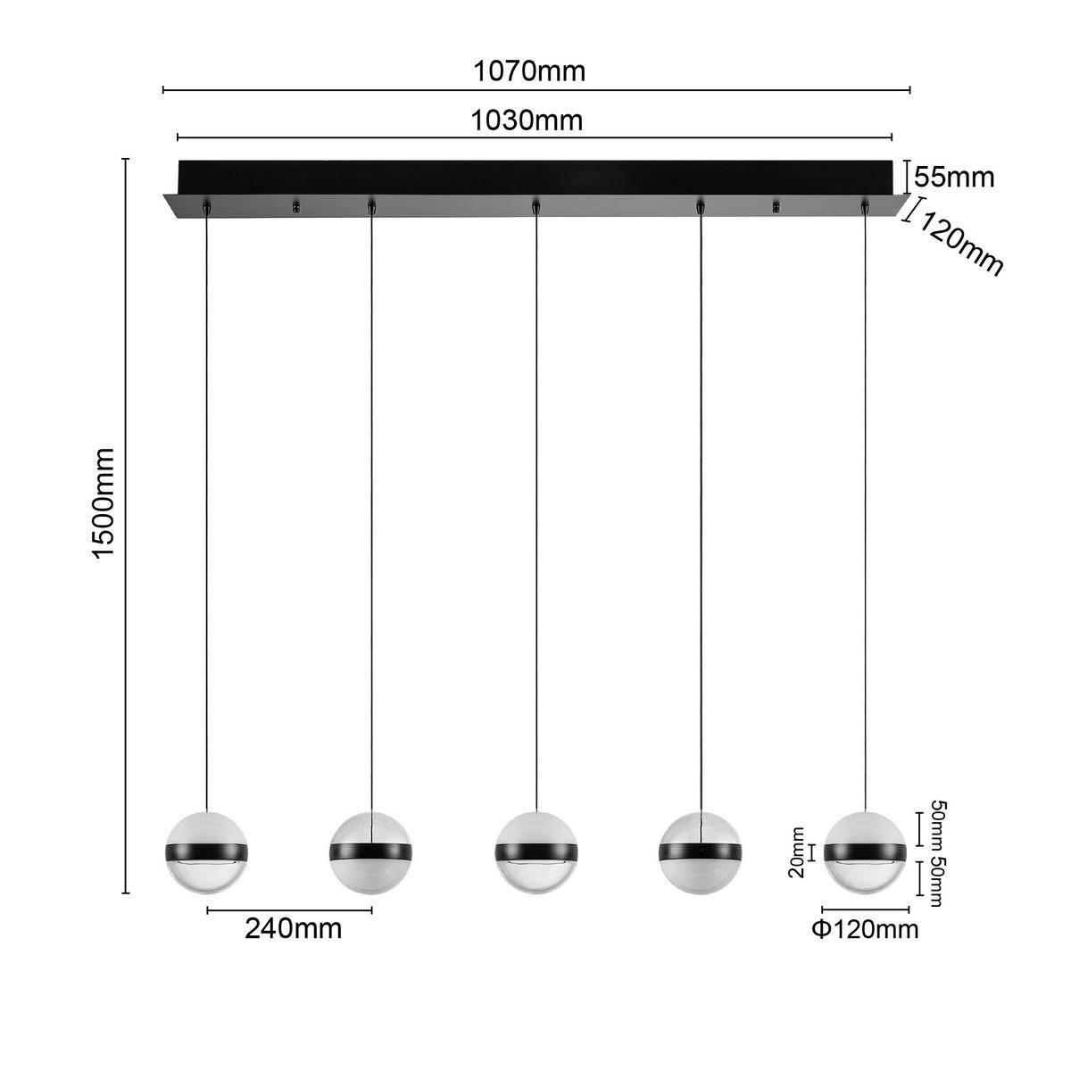 LED-HÄNGELEUCHTE Bedford 107/12/150 cm   - Schwarz, Design, Kunststoff/Metall (107/12/150cm) - Novel