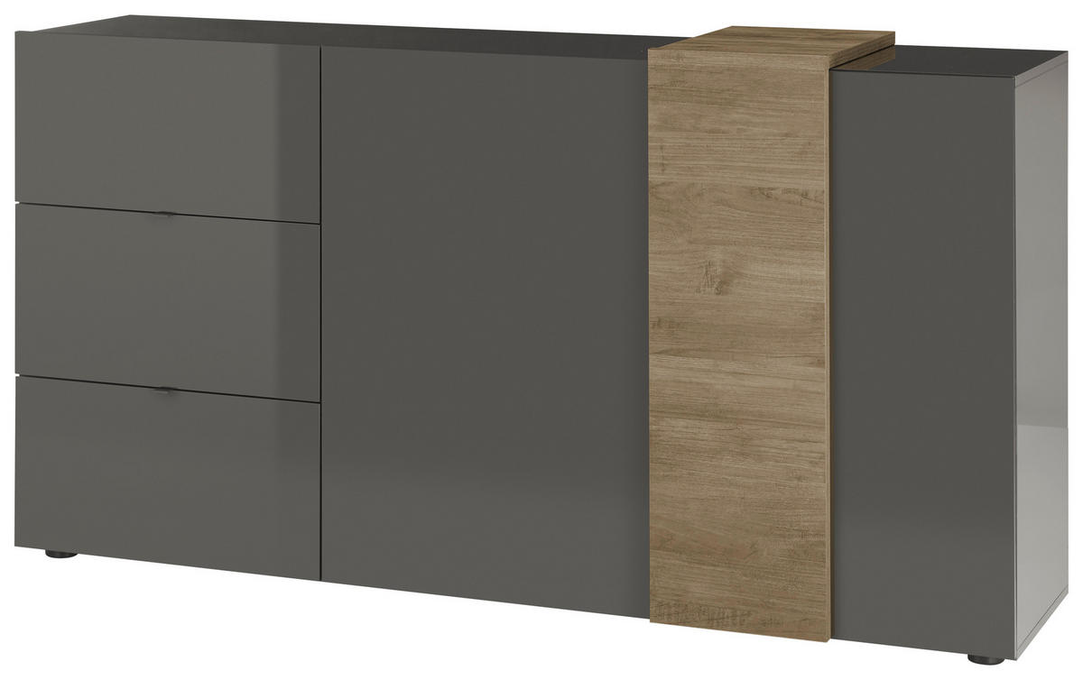 SIDEBOARD Positano  in 181/94/44 cm  - Dunkelgrau/Eichefarben, Basics, Holzwerkstoff (181/94/44cm)