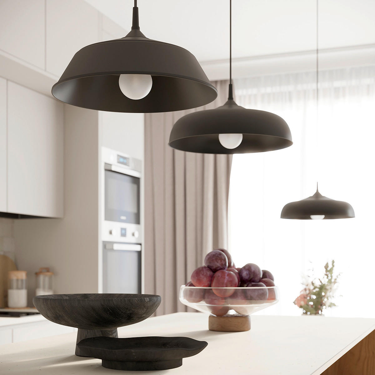 HÄNGELEUCHTE GINA 38/38/74 cm  - Schwarz, Design, Metall (38/38/74cm)