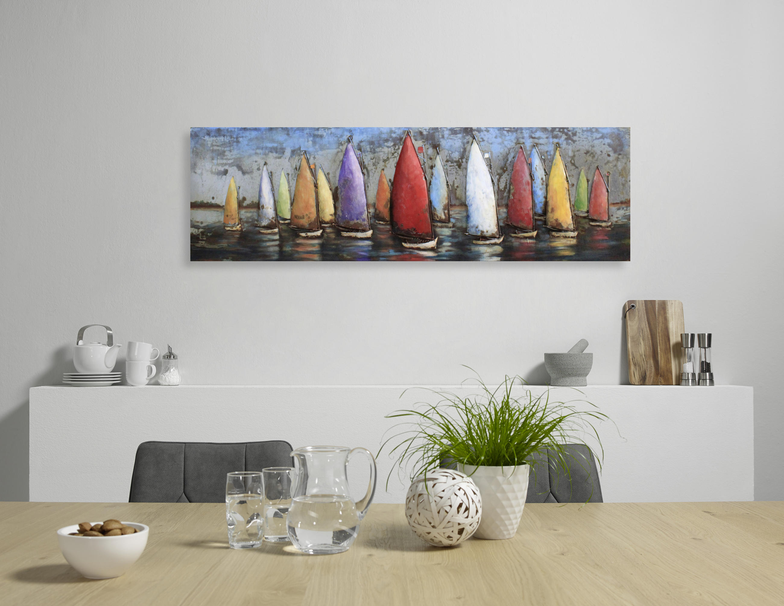 METALLBILD Fahrzeuge 180/55 cm  - Multicolor/Braun, LIFESTYLE, Metall (180/55cm) - Monee