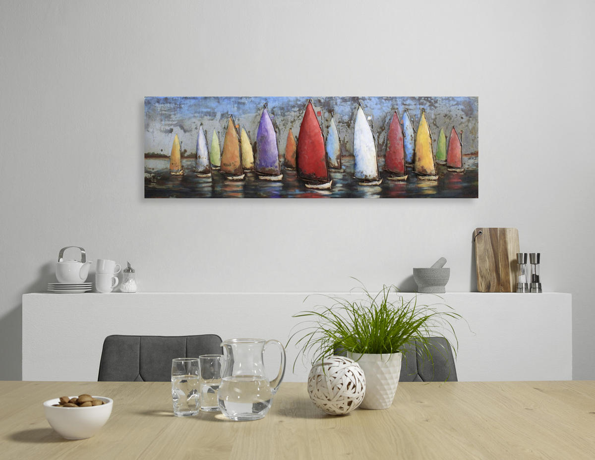METALLBILD Fahrzeuge 180/55 cm  - Multicolor/Braun, LIFESTYLE, Metall (180/55cm) - Monee