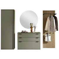 GARDEROBE  in 255/182,6/39,6 cm  - Eichefarben/Grün, Design, Glas/Holz (255/182,6/39,6cm) - Invivus
