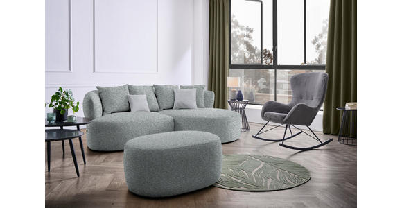 ECKSOFA in Flachgewebe Grau, Grün  - Hellgrau/Schwarz, MODERN, Kunststoff/Textil (235/166cm) - Hom`in