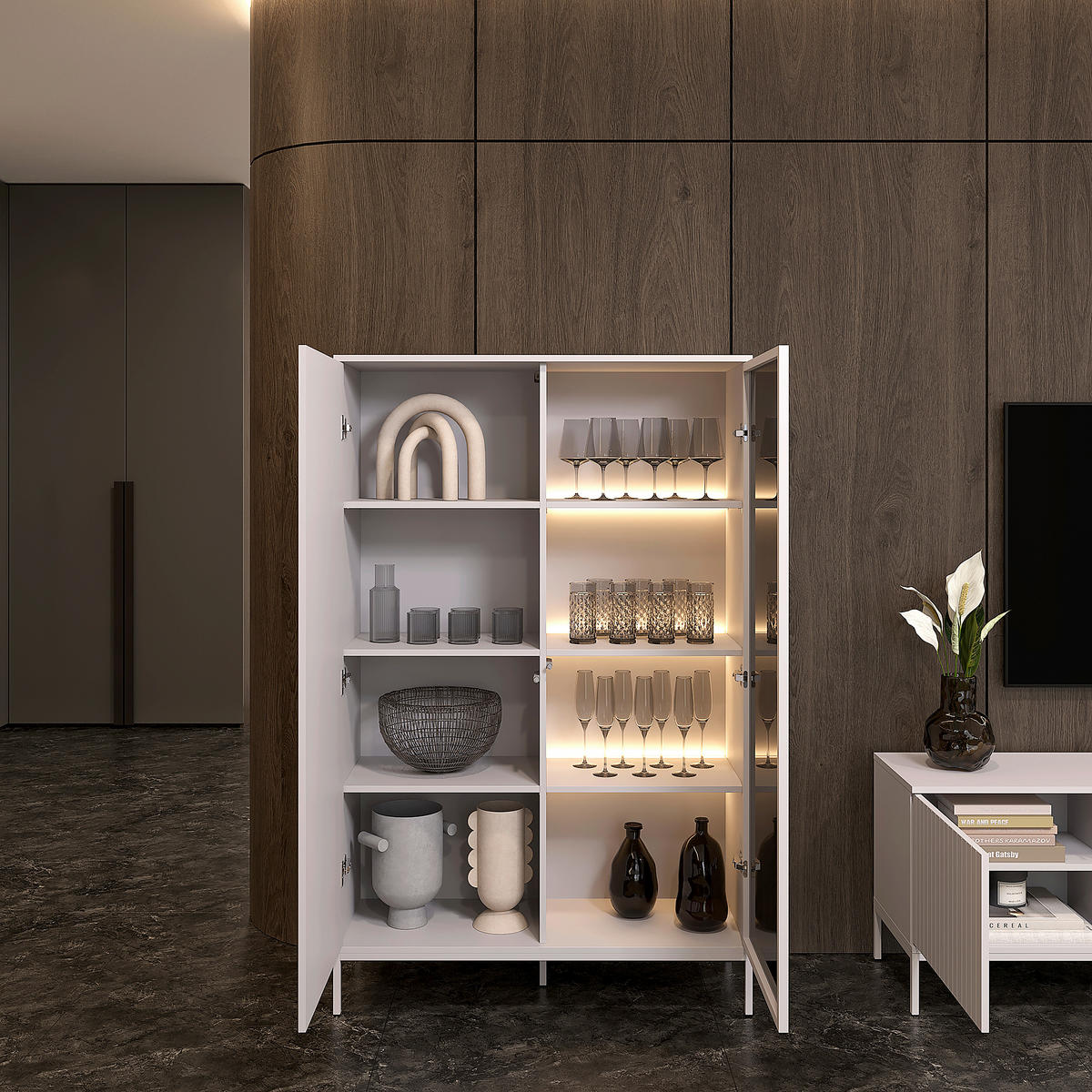 HIGHBOARD  103/167/38 cm  - Kaschmir, Konventionell, Glas/Holzwerkstoff (103/167/38cm) - Voleo