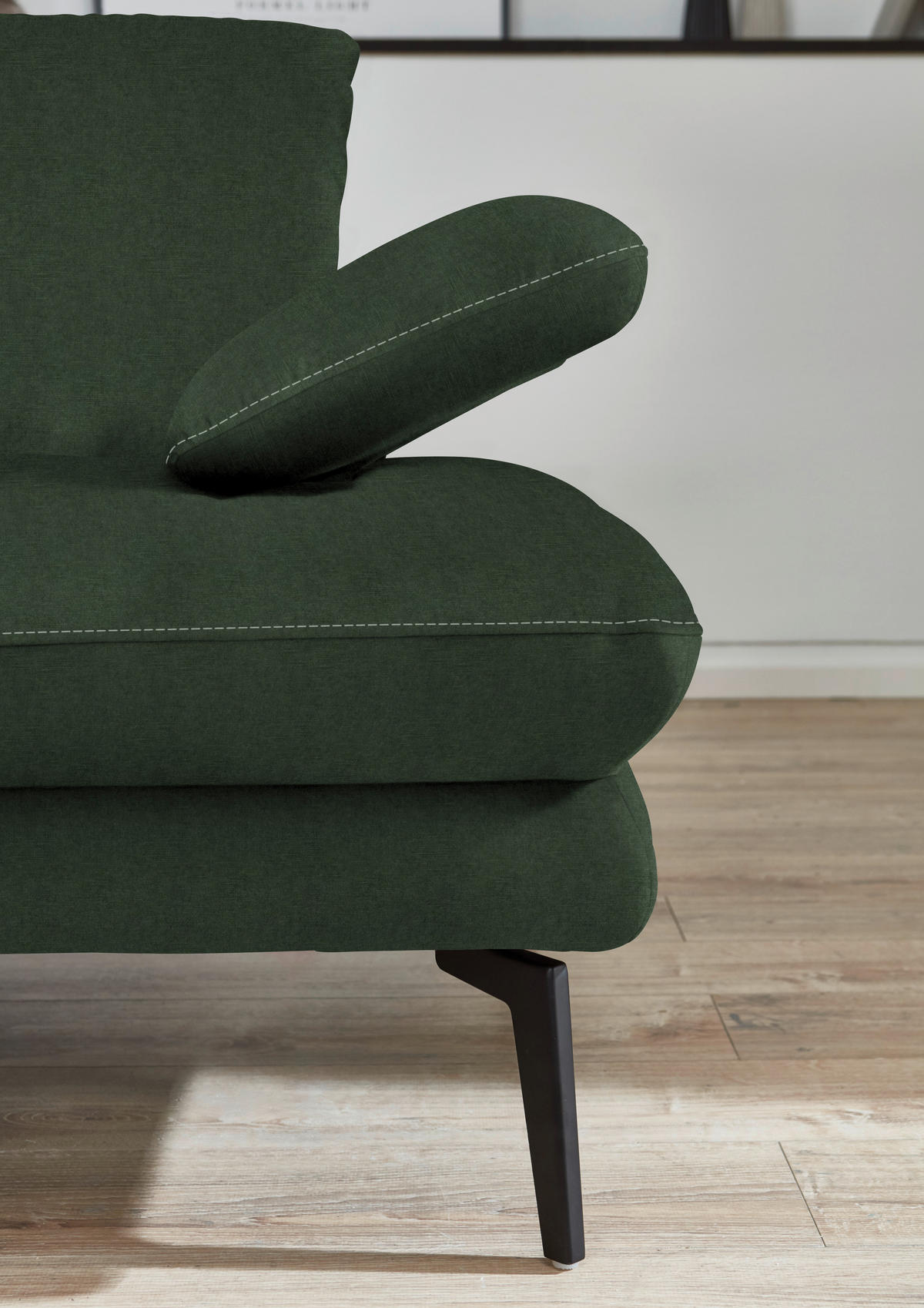 3-SITZER-SOFA in Velours Olivgrün  - Beige/Schwarz, Design, Textil/Metall (222/89/104cm) - Dieter Knoll