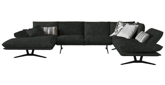 WOHNLANDSCHAFT in Echtleder Dunkelgrün - Dunkelgrün/Schwarz, Natur, Leder/Metall (155/359/217cm) - Dieter Knoll