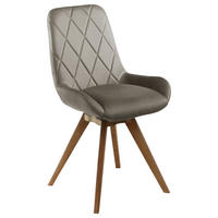 STUHL Lederlook (vegan) Taupe Eiche teilmassiv  - Taupe/Eichefarben, KONVENTIONELL, Holz/Textil (58/87/64,5cm) - Linea Natura