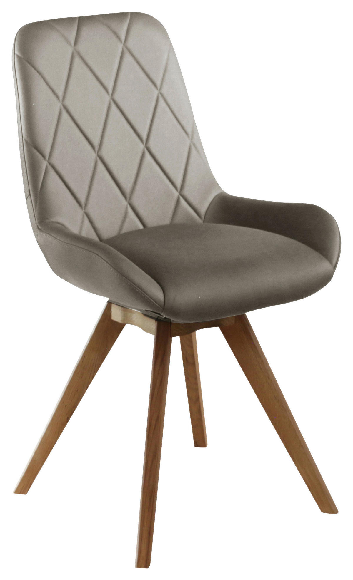 STUHL Lederlook (vegan) Taupe Eiche teilmassiv  - Taupe/Eichefarben, KONVENTIONELL, Holz/Textil (58/87/64,5cm) - Linea Natura