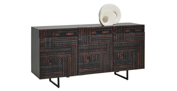 SIDEBOARD 160/79/44 cm  - Dunkelbraun/Schwarz, Trend, Holz/Metall (160/79/44cm) - Ambia Home