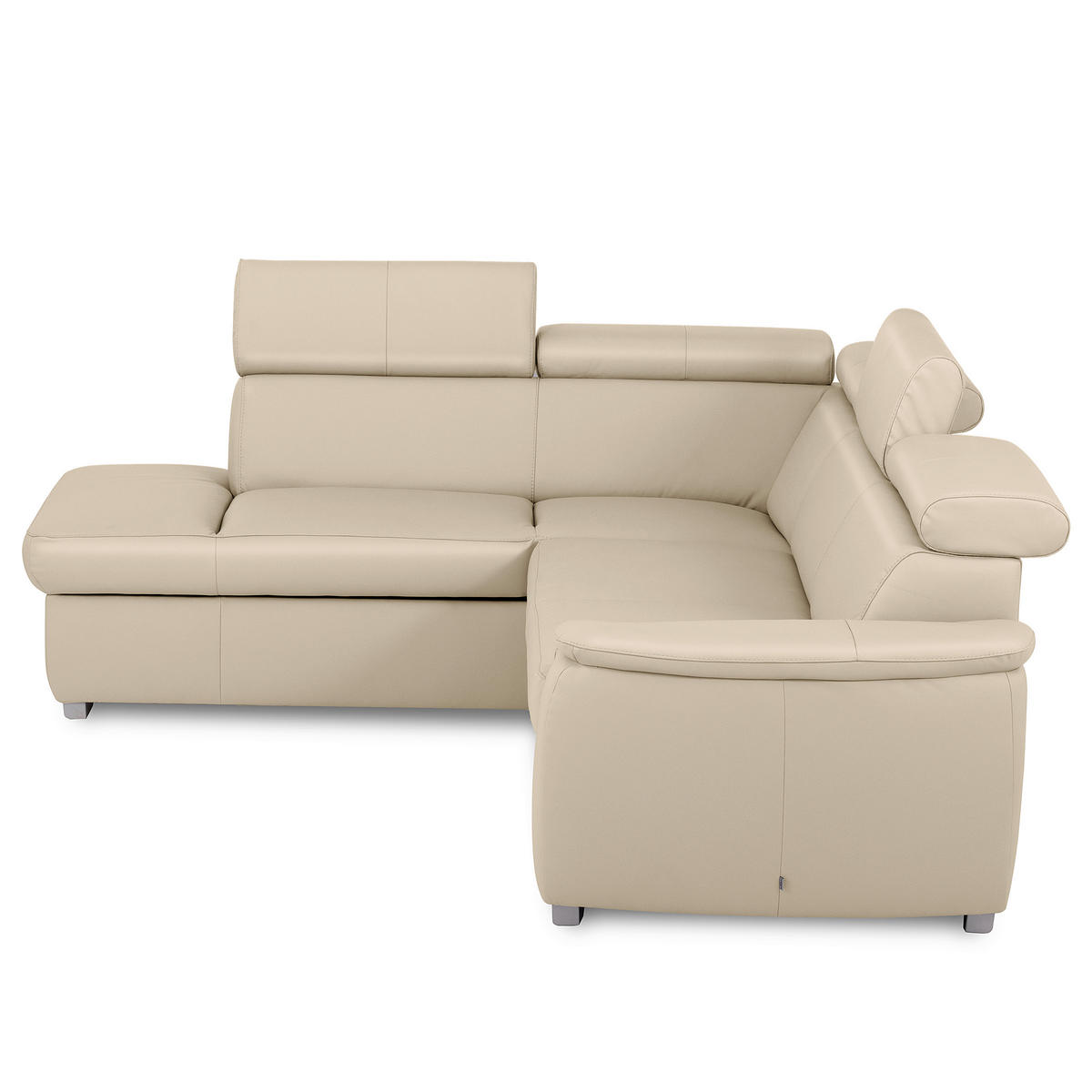 WOHNLANDSCHAFT  in Kombination Echtleder/Lederlook Grau  - Grau, Leder/Metall (211/262cm) - Celina Home