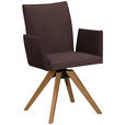 ARMLEHNSTUHL  Stoffauswahl, Typenauswahl, Sitzfläche 360° drehbar, automatische Rückholfunktion Lederlook  - Eichefarben/Dunkelbraun, KONVENTIONELL, Holz/Textil (64/91/61cm) - Moderano