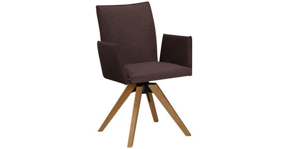 ARMLEHNSTUHL  Stoffauswahl, Typenauswahl, Sitzfläche 360° drehbar, automatische Rückholfunktion Lederlook  - Eichefarben/Dunkelbraun, KONVENTIONELL, Holz/Textil (64/91/61cm) - Moderano