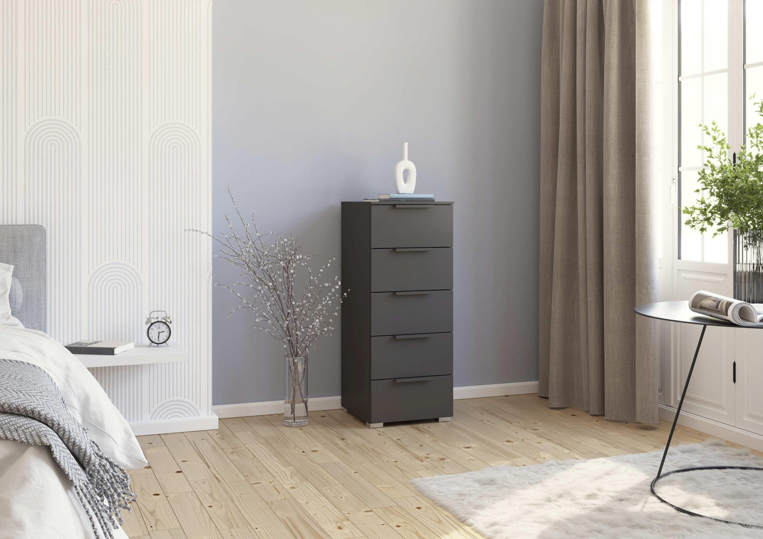 KOMMODE  in 40/100/42 cm  - Graphitfarben/Alufarben, Trend, Holzwerkstoff/Metall (40/100/42cm) - Novel