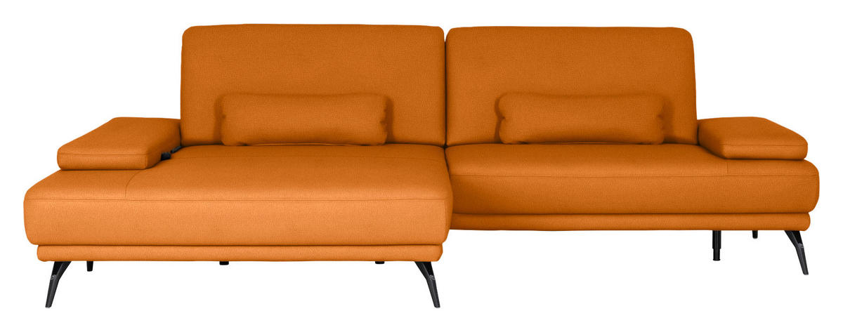 ECKSOFA JOOP! STUDIO in Echtleder Orange  180/301 cm  - Schwarz/Orange, KONVENTIONELL, Leder/Metall (180/301cm) - Joop!
