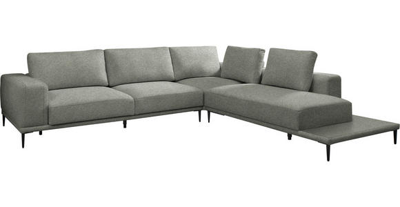 ECKSOFA  in Leinwand Graugrün  318/271 cm  - Schwarz/Graugrün, Design, Textil/Metall (318/271cm) - Belluti