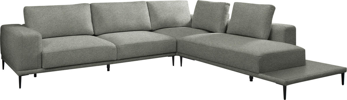ECKSOFA  in Leinwand Graugrün  318/271 cm  - Schwarz/Graugrün, Design, Textil/Metall (318/271cm) - Belluti