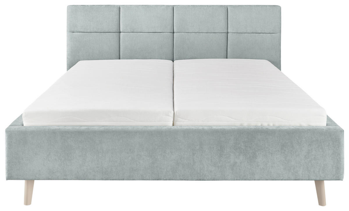 POLSTERBETT 180/200 cm,  in Hellblau,  - Sandfarben/Hellblau, KONVENTIONELL, Holz/Textil (180/200cm) - SetOne by Musterring