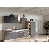 KÜCHENBLOCK 330 cm   in Grau, Eiche Wotan  - Eiche Wotan/Grau, Design, Holzwerkstoff (330cm) - Held