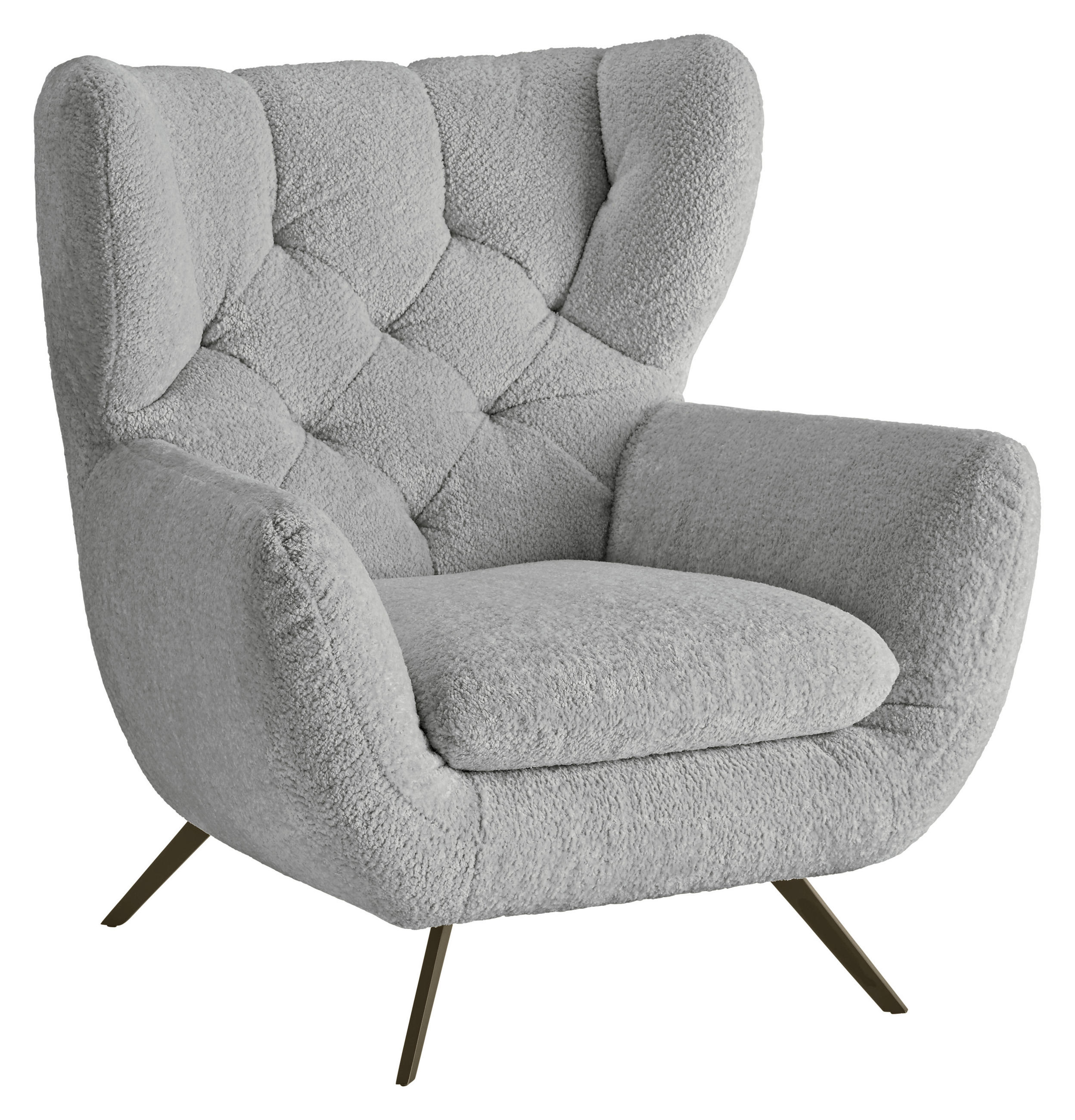 CHESTERFIELD-SESSEL Chenille Grau  - Schwarz/Grau, Modern, Textil/Metall (100/94/95cm) - Pure Home Lifestyle