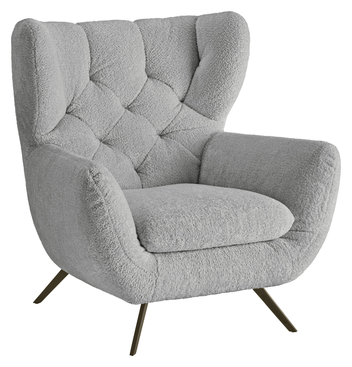 CHESTERFIELD-SESSEL Chenille Grau  - Schwarz/Grau, MODERN, Textil/Metall (100/94/95cm) - Pure Home Lifestyle