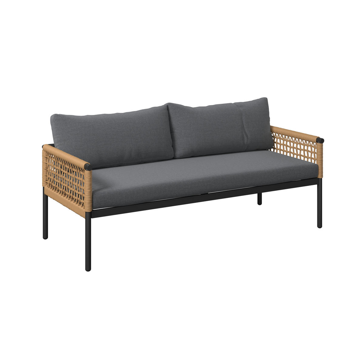 LOUNGEGARNITUR Eisen  - Anthrazit/Naturfarben, MODERN, Kunststoff/Textil (167/67/76cm) - Ambia Garden