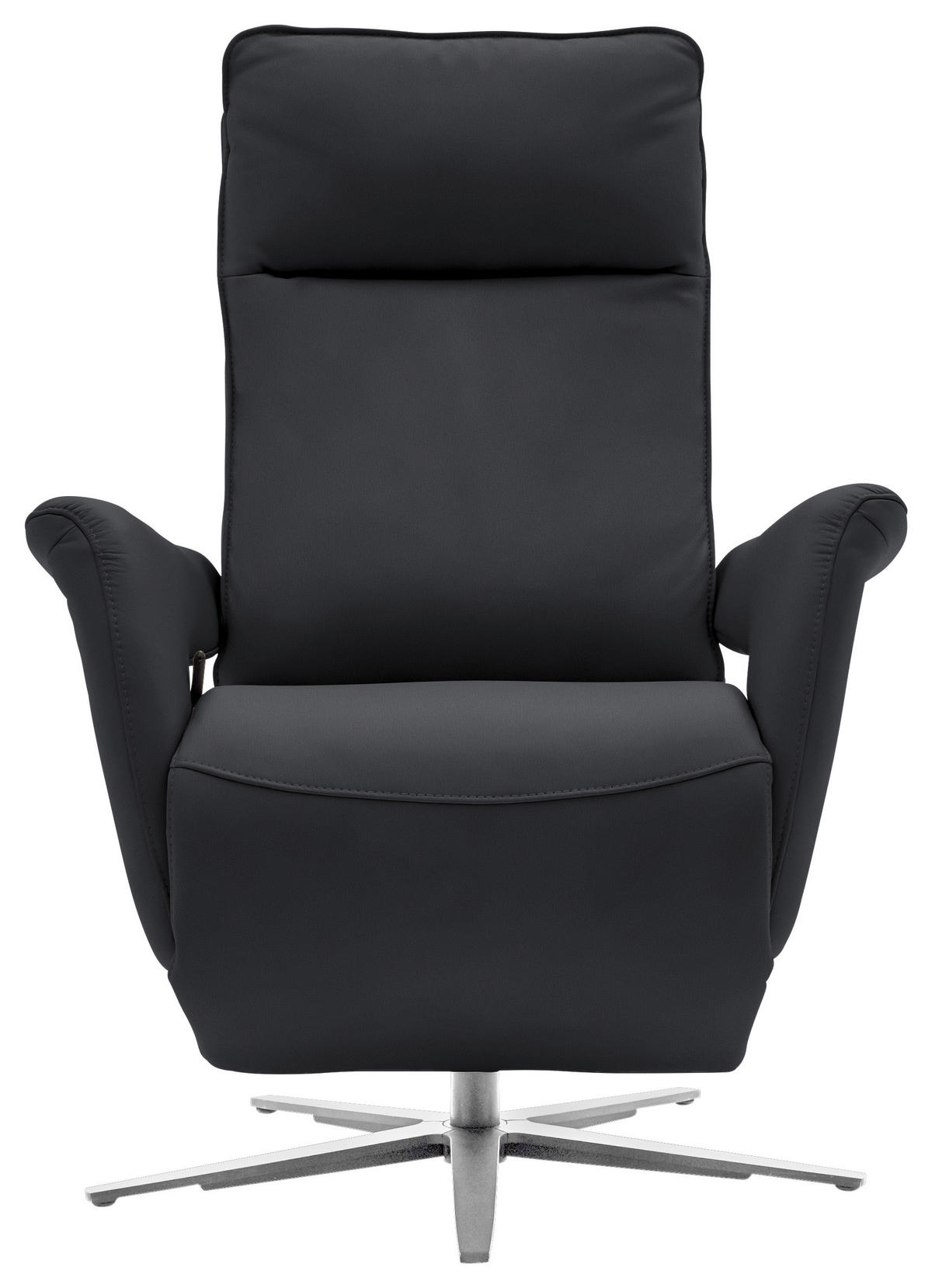 RELAXSESSEL in Leder Anthrazit  - Edelstahlfarben/Anthrazit, Design, Leder/Metall (79-83/116/87-176cm) - Valdera