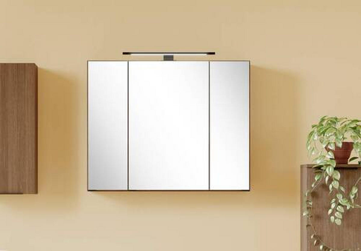 SPIEGELSCHRANK 80/64/20 cm  - Dunkelbraun/Schwarz, Natur, Glas/Holzwerkstoff (80/64/20cm) - Held