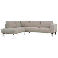 SOFFA i chenille beige  - beige/svart, Klassisk, metall/trä (397/213cm) - Pure Home Comfort