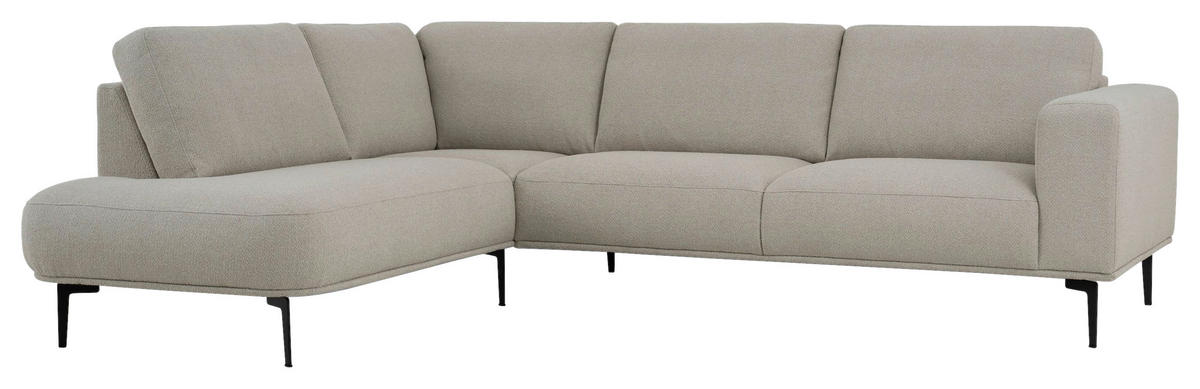 SOFFA i chenille beige  - beige/svart, Klassisk, metall/trä (397/213cm) - Pure Home Comfort