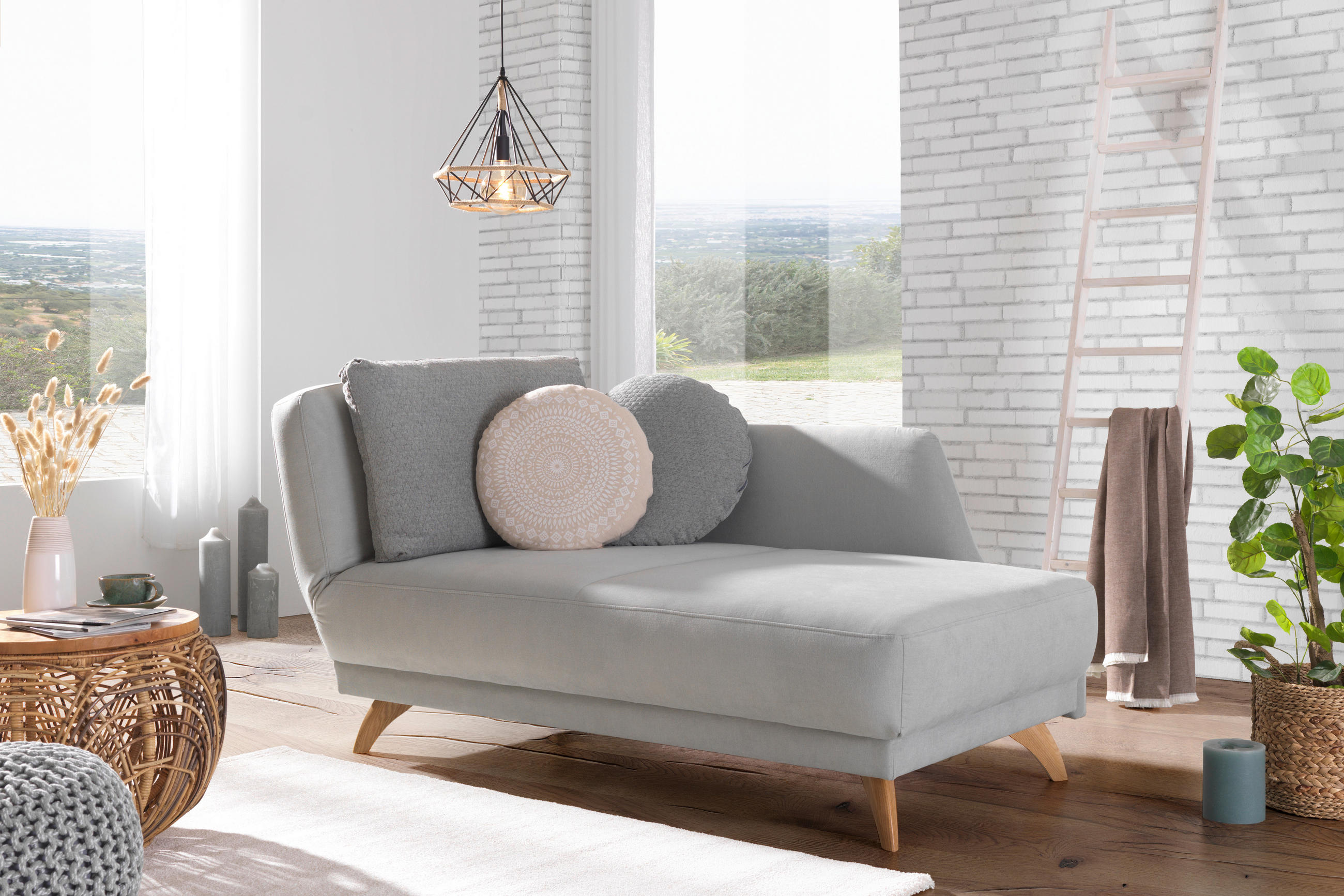 LIEGE in Flachgewebe Mintgrün  - Eichefarben/Mintgrün, Design, Holz/Textil (205/74/94cm) - Bali