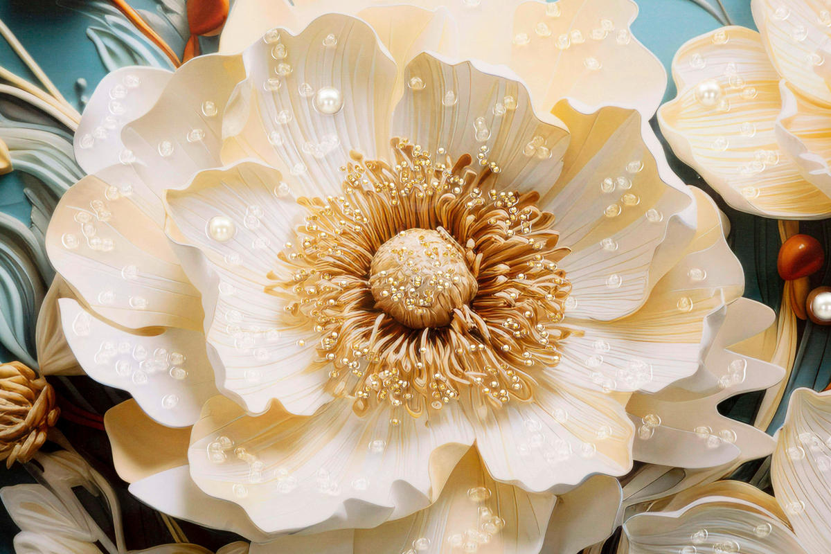 LEINWANDBILD Blumen  - Schwarz, Basics, Holz/Textil (82/82/4cm)