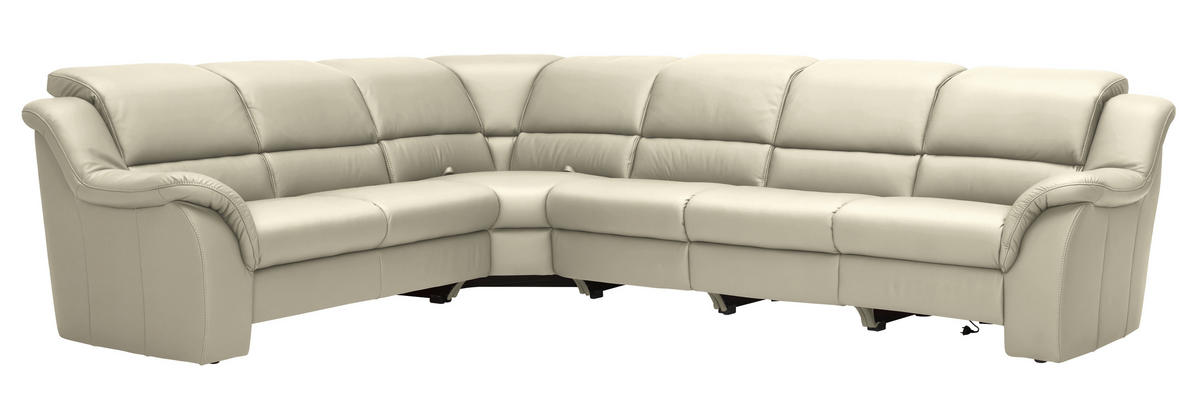 ECKSOFA  in Echtleder Creme  260/324 cm  - Creme/Schwarz, KONVENTIONELL, Leder/Kunststoff (260/324cm) - Cantus