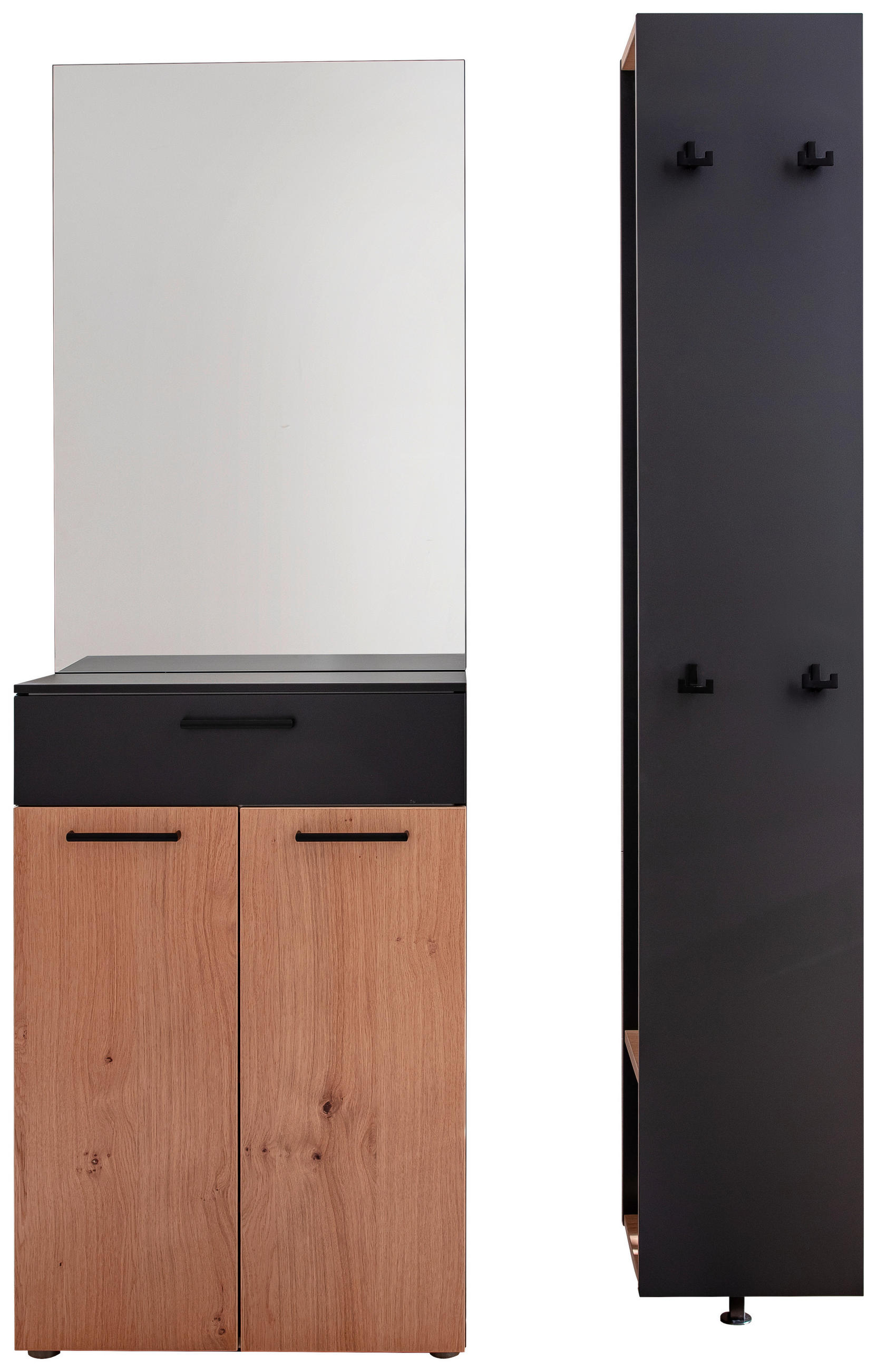GARDEROBE 3-teilig in 120/198/29 cm - Wildeiche/Anthrazit, Design, Holzwerkstoff (120/198/29cm) - Moderano