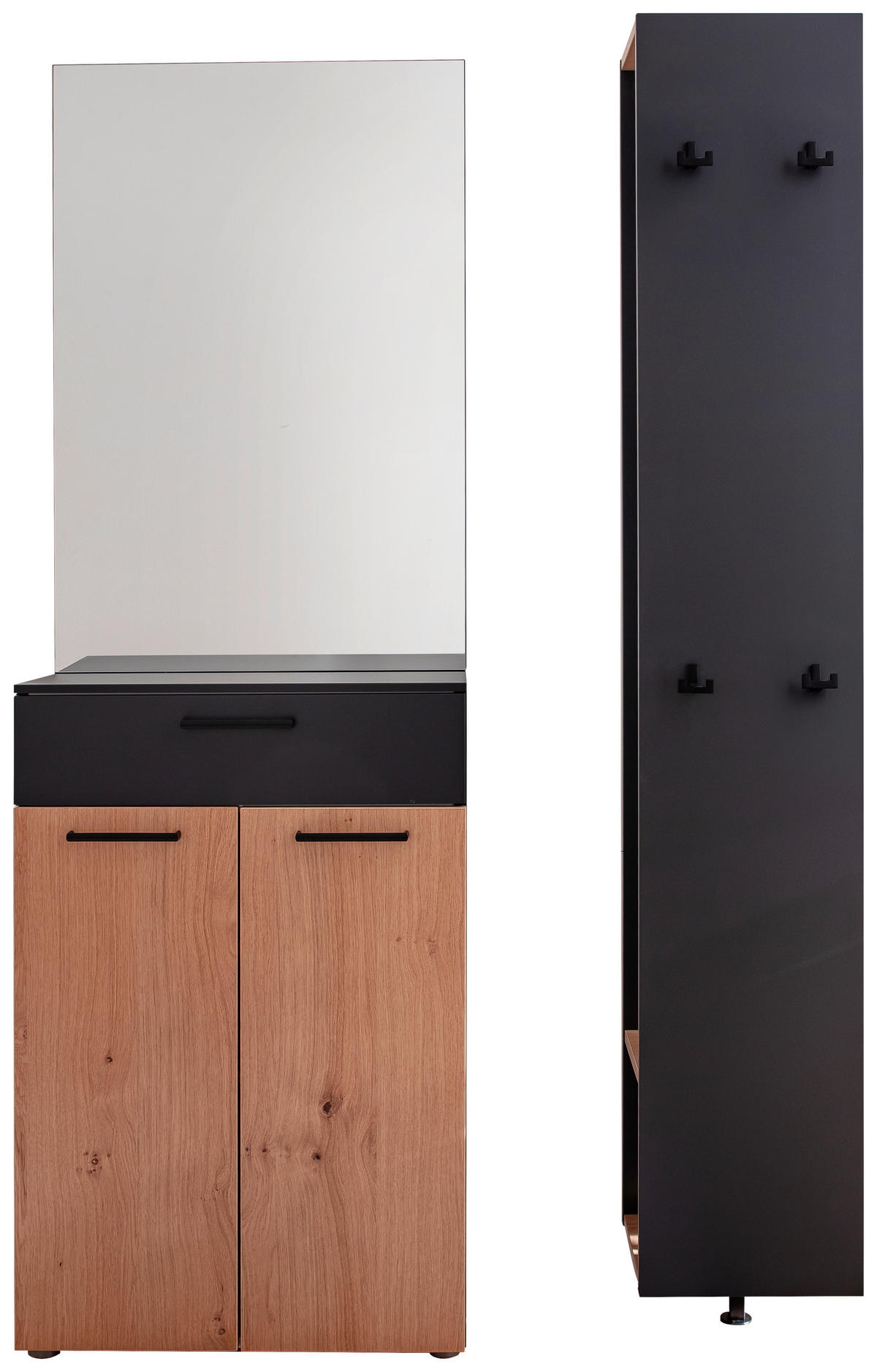 GARDEROBE 3-teilig  in 120/198/29 cm  - Wildeiche/Anthrazit, Design, Holzwerkstoff (120/198/29cm) - Moderano