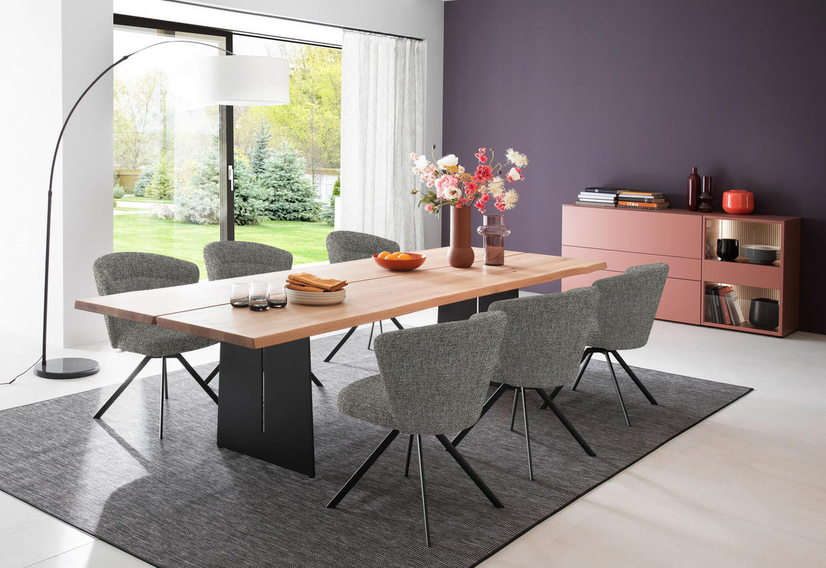 ARMLEHNSTUHL  Lederauswahl, Stoffauswahl Struktur  - Anthrazit/Grau, Design, Textil/Metall (63/83/63cm) - Schöner Wohnen