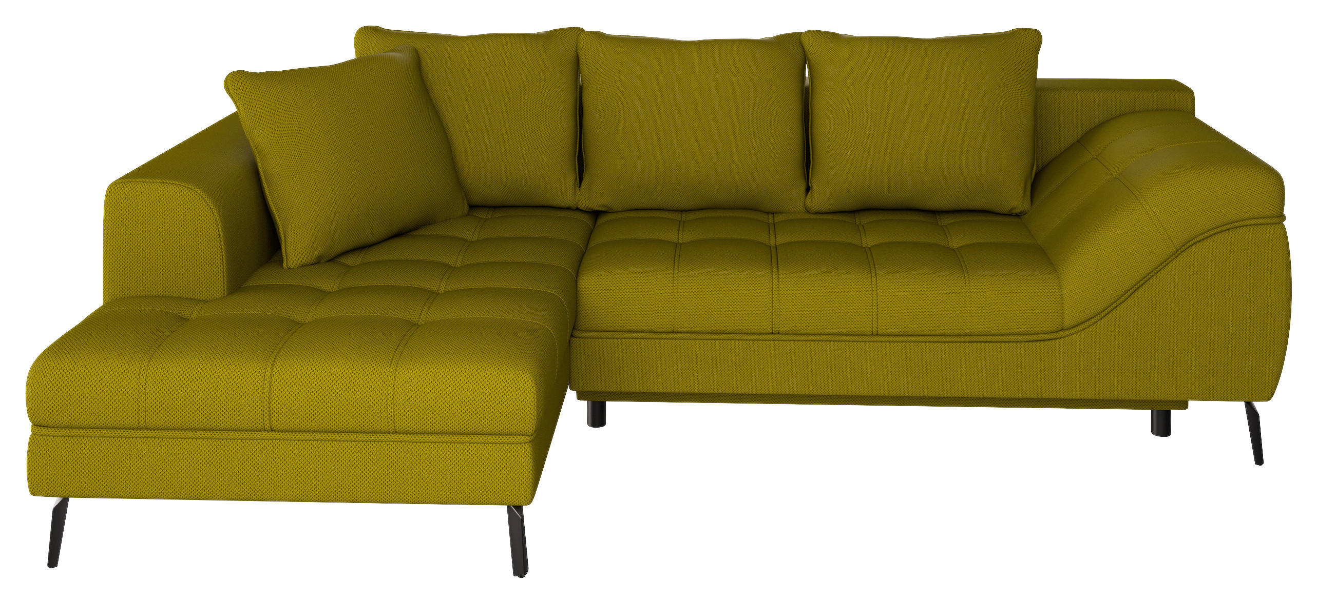 ECKSOFA Webstoff Limette  - Limette/Schwarz, Modern, Textil/Metall (177/279cm) - Stylife