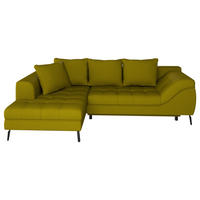 ECKSOFA Webstoff Limette  - Limette/Schwarz, Modern, Textil/Metall (177/279cm) - Stylife