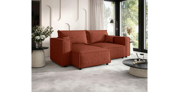 ECKSOFA Terracotta Webstoff Zierkissen, Rückenkissen, Rücken echt  - Terracotta/Schwarz, MODERN, Kunststoff/Textil (153/250cm) - Xora