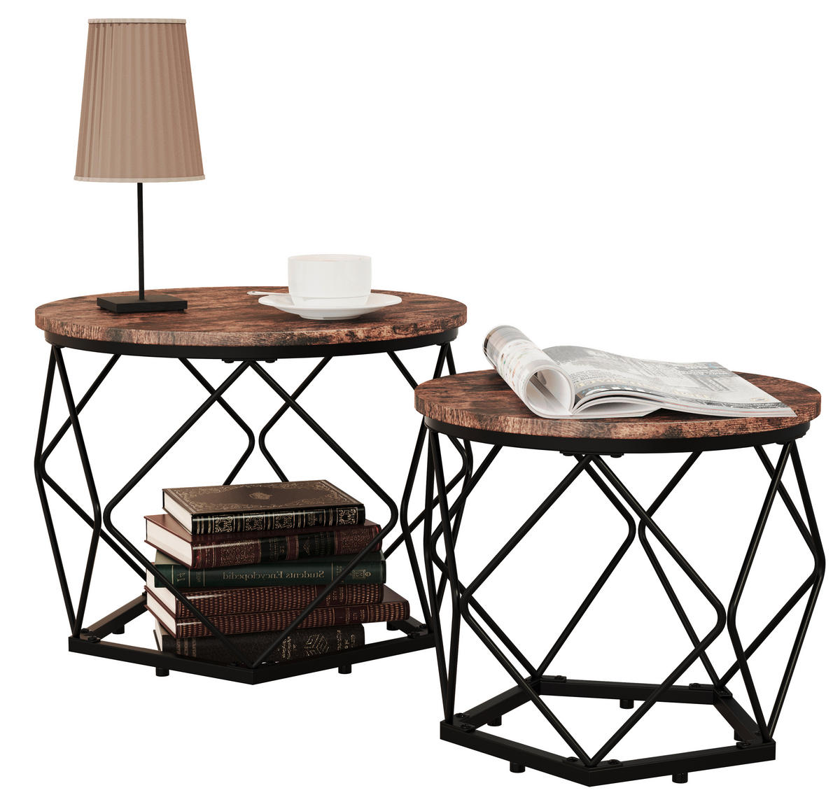 BEISTELLTISCH in Metall, Holzwerkstoff 50/40/50 cm  - Eichefarben/Schwarz, Design, Holzwerkstoff/Metall (50/40/50cm) - MID.YOU