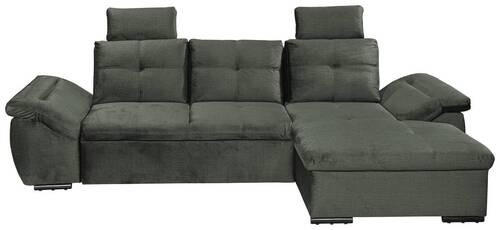 ECKSOFA in Mikrovelours Dunkelgrün  - Dunkelgrün/Schwarz, KONVENTIONELL, Kunststoff/Textil (275/170cm) - Carryhome