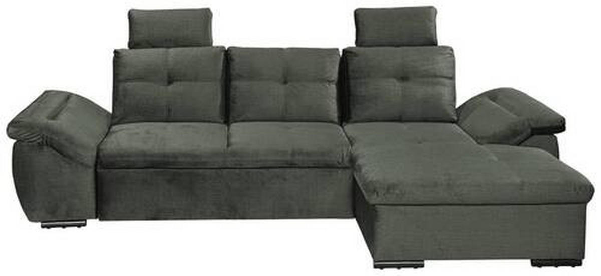 ECKSOFA in Mikrovelours Dunkelgrün  - Dunkelgrün/Schwarz, Konventionell, Kunststoff/Textil (275/170cm) - Carryhome