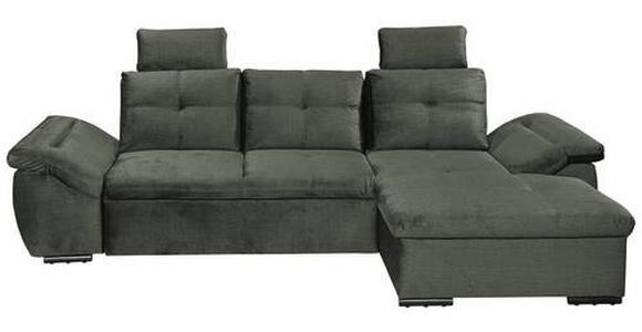 ECKSOFA in Mikrovelours Dunkelgrün - Dunkelgrün/Schwarz, KONVENTIONELL, Kunststoff/Textil (275/170cm) - Carryhome