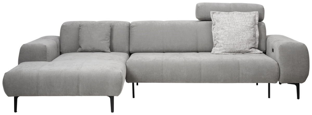ECKSOFA in Chenille Grau  - Schwarz/Grau, Design, Textil/Metall (167/311cm) - Xora