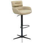 BARHOCKER in Metall, Leder Schwarz, Taupe  - Taupe/Schwarz, Design, Leder/Metall (54/105/53cm) - Dieter Knoll