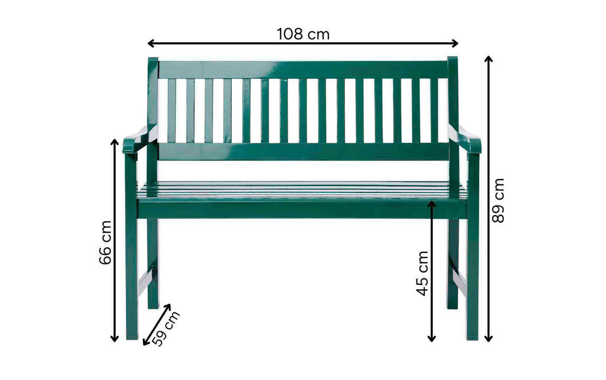 GARTENBANK 108/89/59 cm Mahagoni   - Dunkelgrün/Grün, Natur, Holz (108/89/59cm) - Gardenson